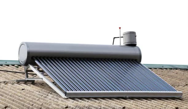 Solar water heater mounted on a rooftop